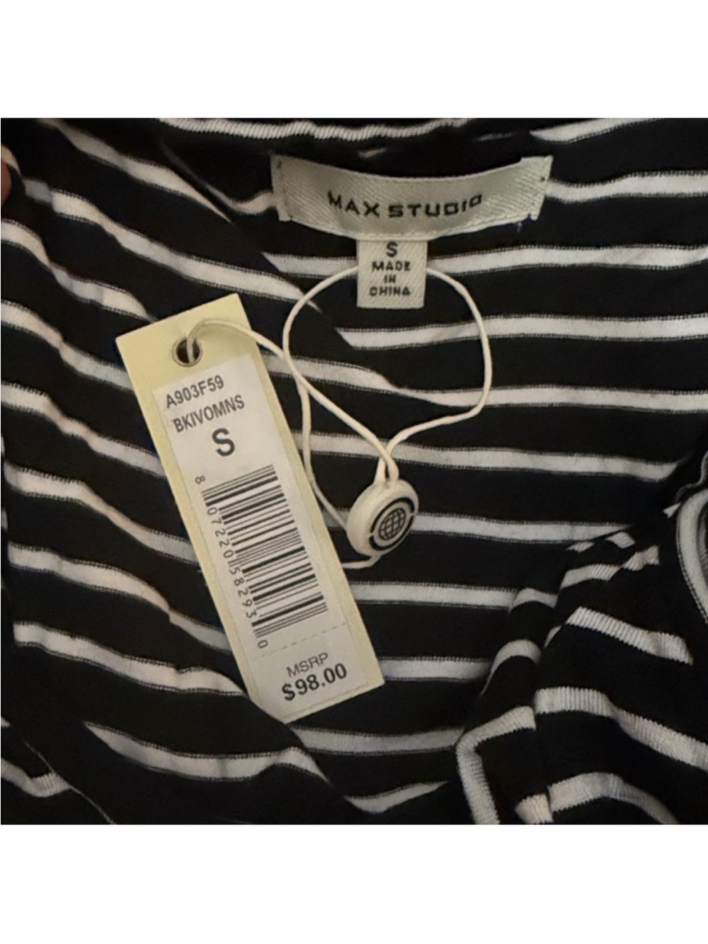 Max Studio Black & White Striped Flutter Sleeve Dress. Size Small. NWT - Picture 4 of 5